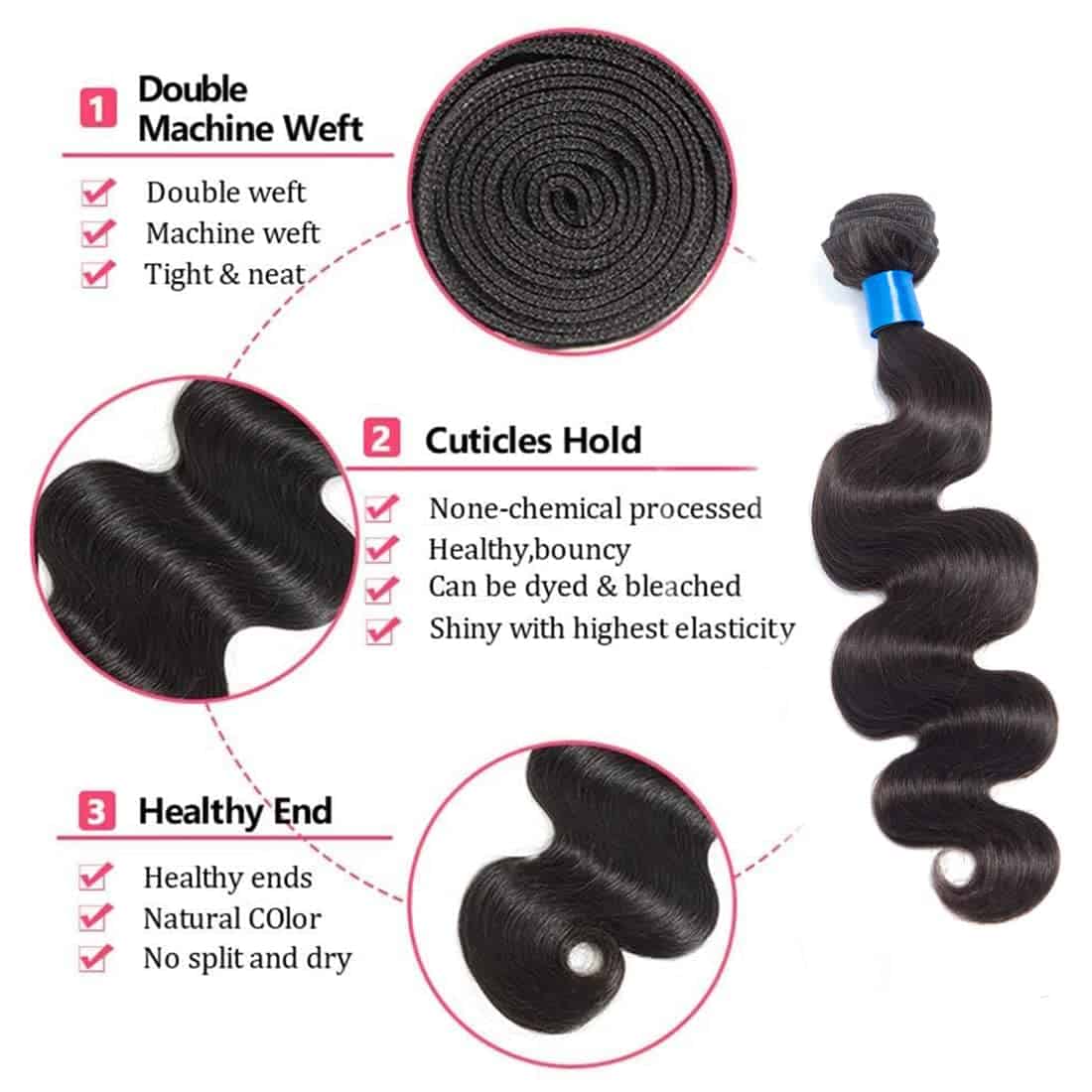 Cranberry Hair Brazilian Virgin Hair Body Wave Human Hair - Imagen 5