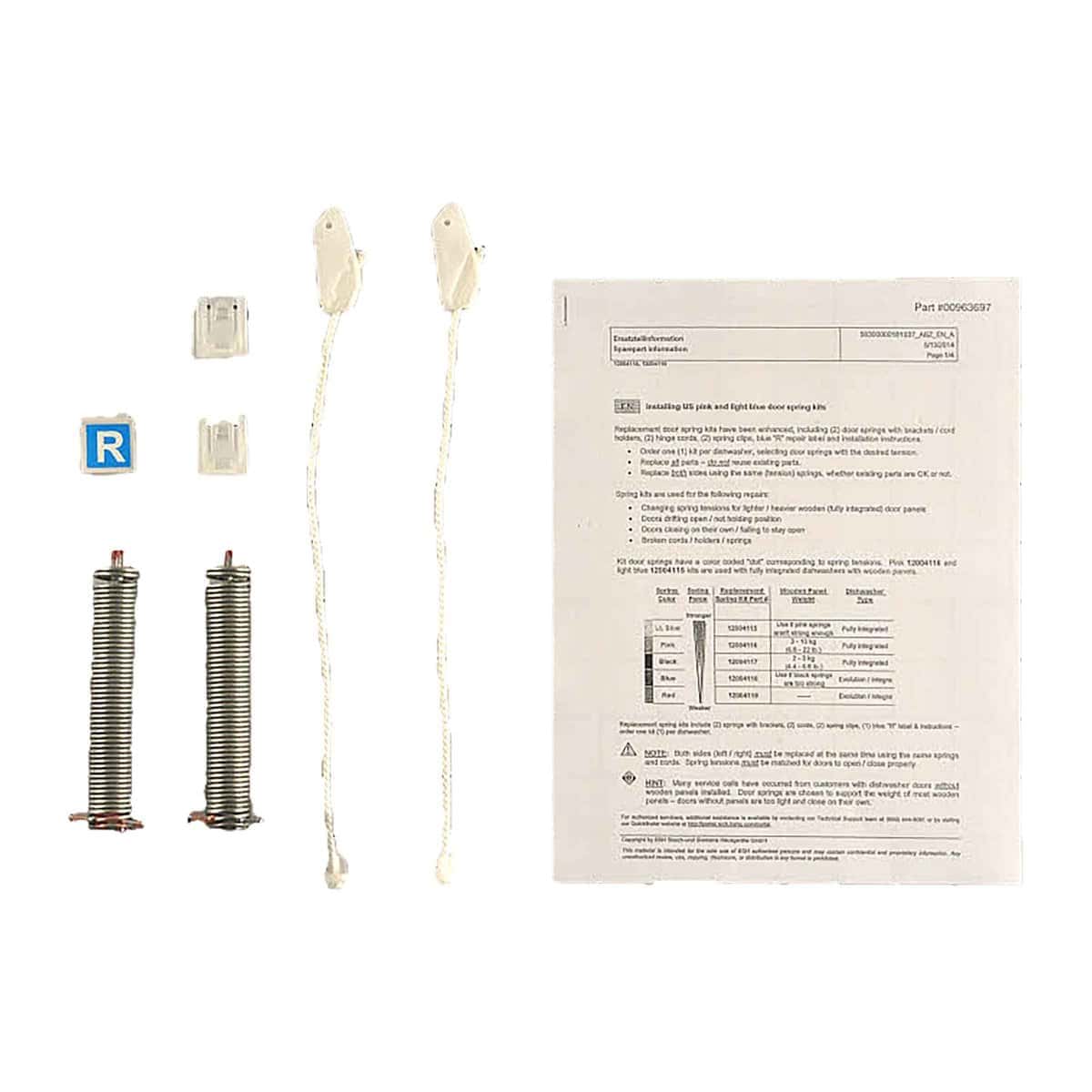 Set de resorte y cable para puerta de lavavajillas Bosch