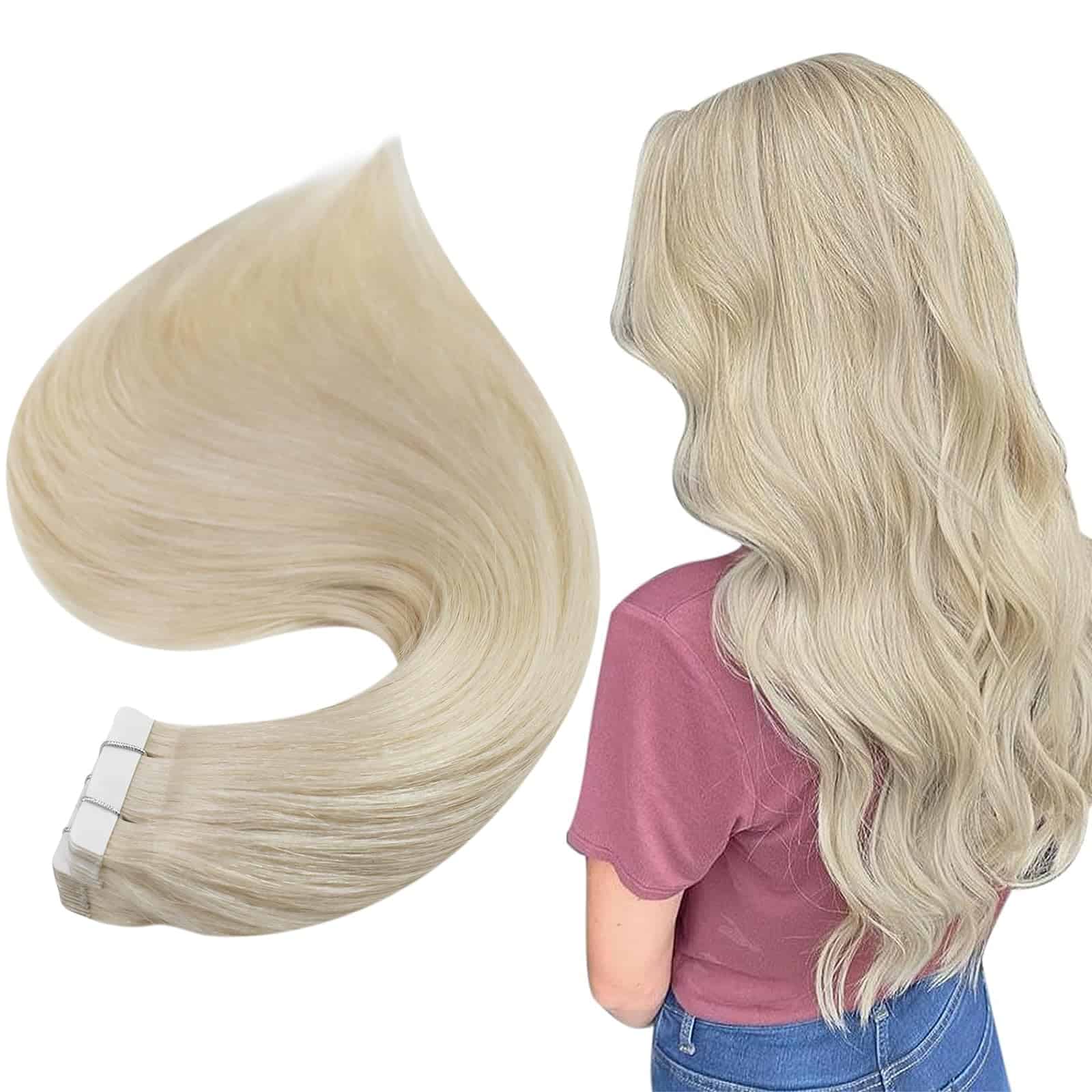 Extensiones de Pelo Tape in Rubias Rubias Platino #60