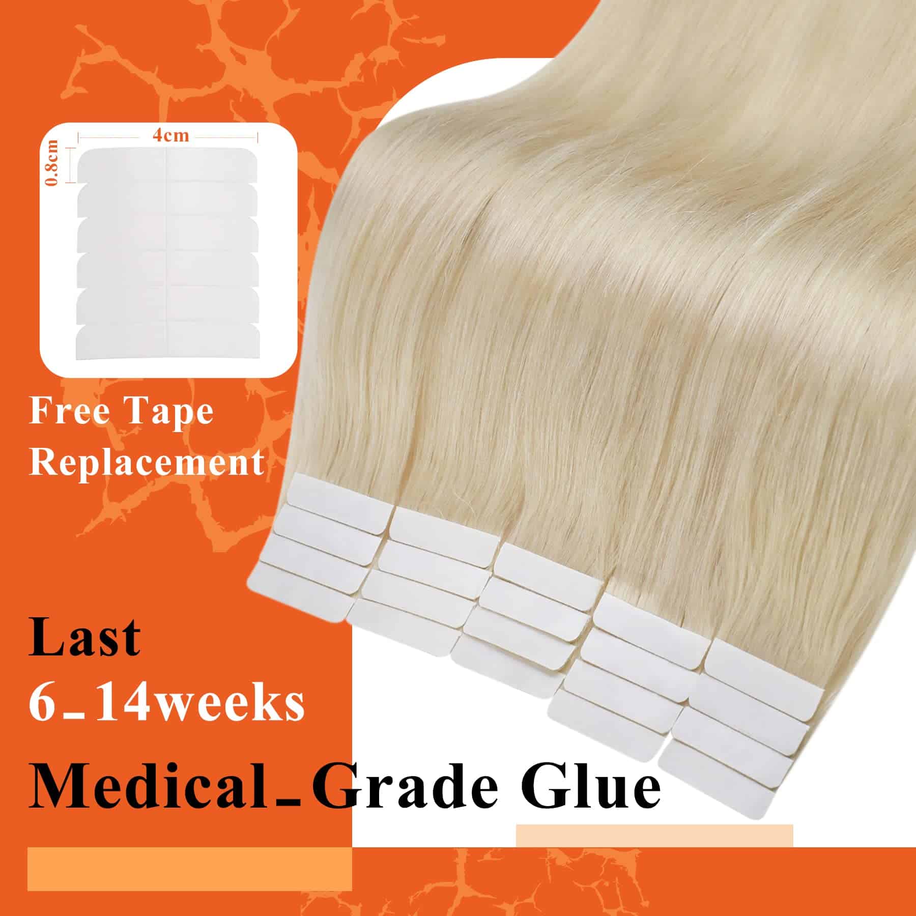 Extensiones de Pelo Tape in Rubias Rubias Platino #60 - Imagen 3