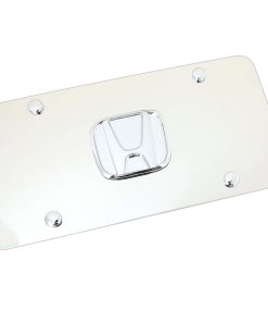 Placa de matrícula oficial con logo cromado para Honda