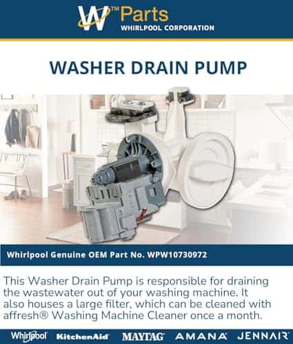 Bomba de drenaje para lavadora Whirlpool WPW10730972, color - Imagen 3