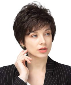 Pelucas cortas rubias de unicornio negro natural con