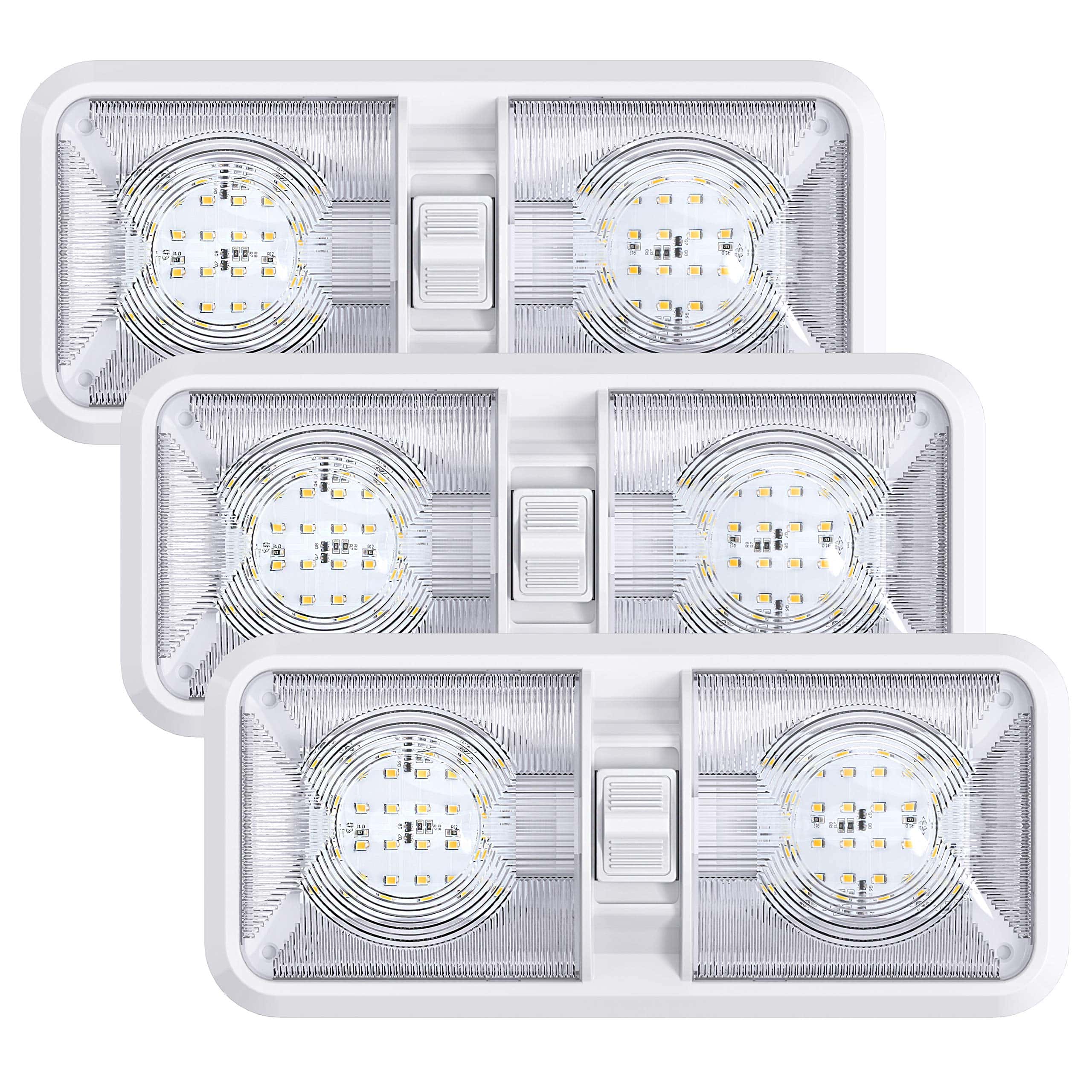 Leisure LED 3 Pack Luces de techo LED de RV de doble cúpula
