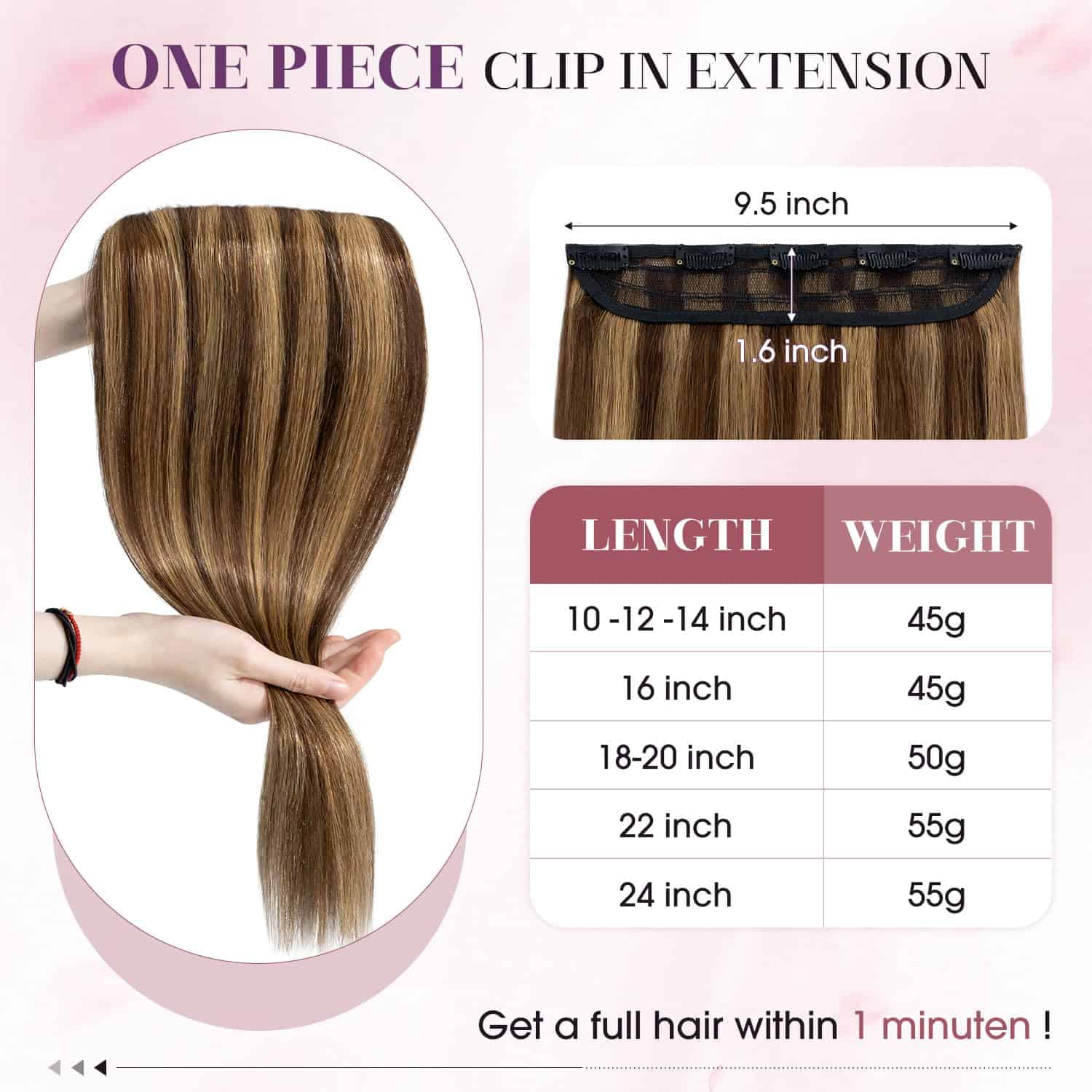 Extensiones de Cabello Humano de Clip S-noilite Una Pieza - Imagen 6