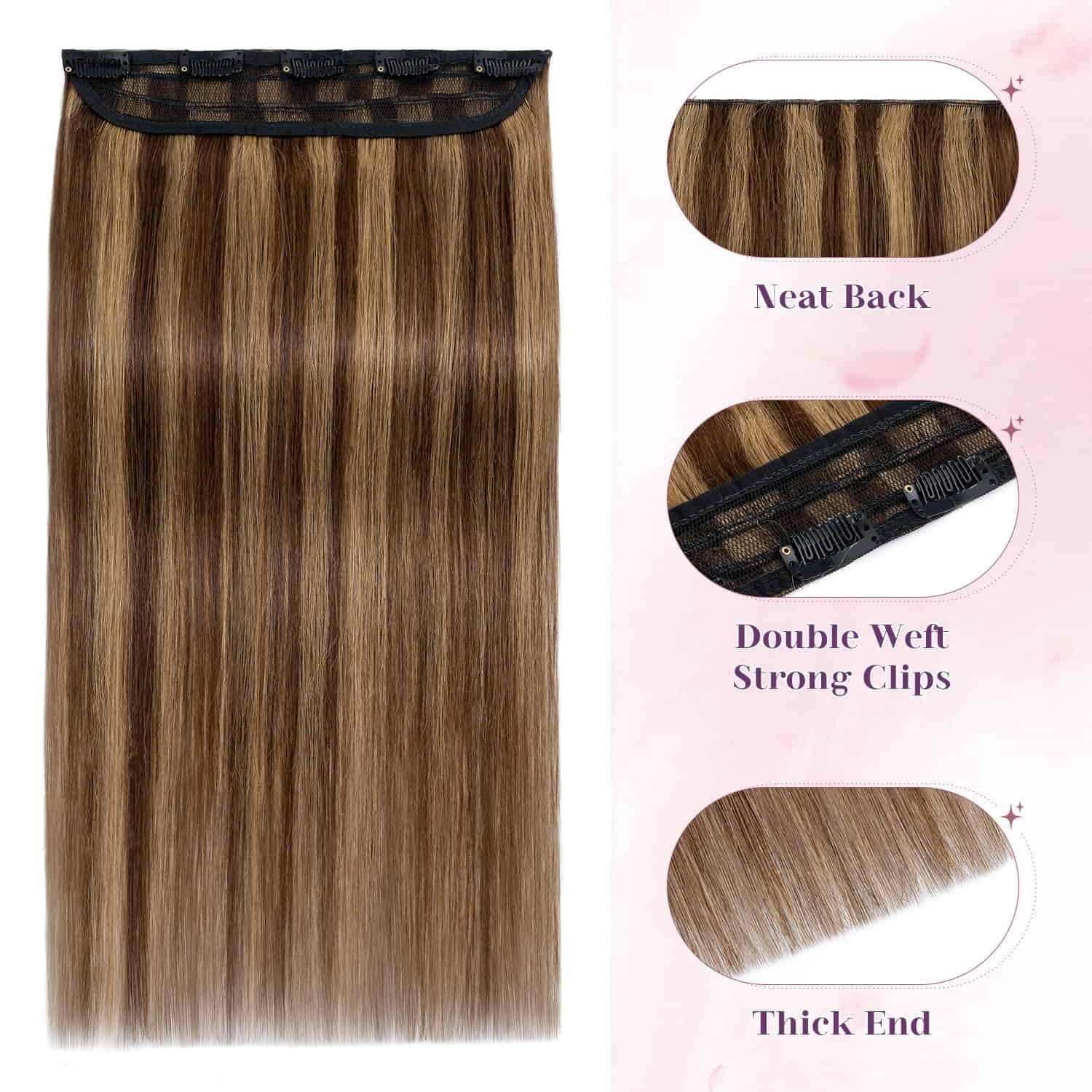 Extensiones de Cabello Humano de Clip S-noilite Una Pieza - Imagen 3