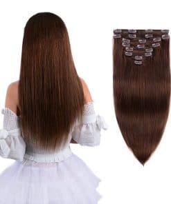 Extensiones de Cabello Remy Clip en Pelo Humano Marrón para