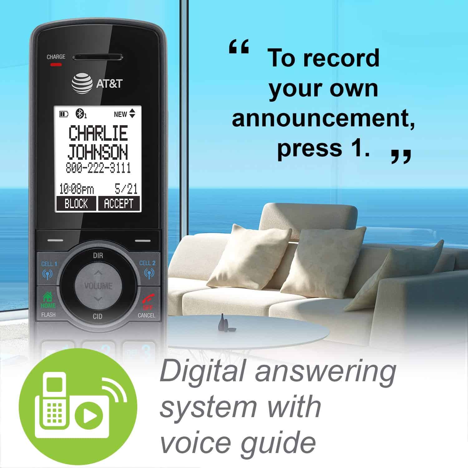 Teléfono inalámbrico expandible AT&T CLP99387 DECT 6.0 con - Imagen 6