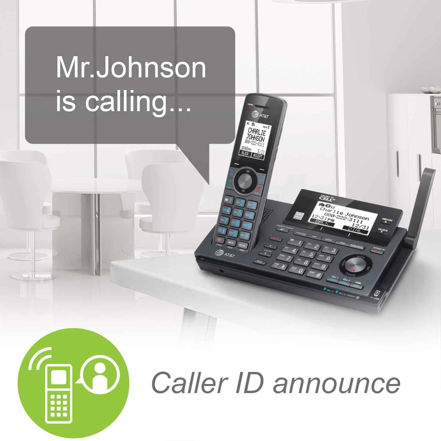 Teléfono inalámbrico expandible AT&T CLP99387 DECT 6.0 con - Imagen 7