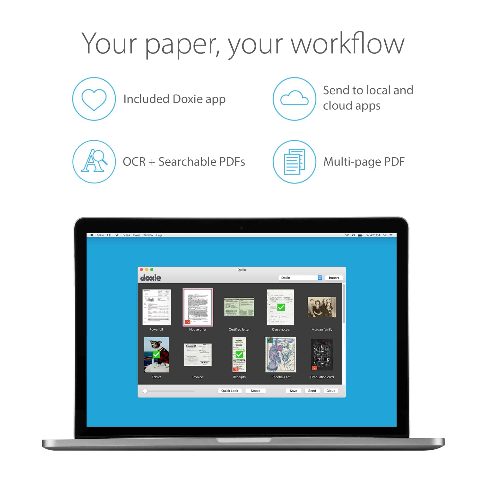 Doxie Go SE - Escáner de Documentos Portátil Intuitivo con - Imagen 7