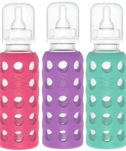 Paquete de 3 biberones de vidrio Lifefactory con protección