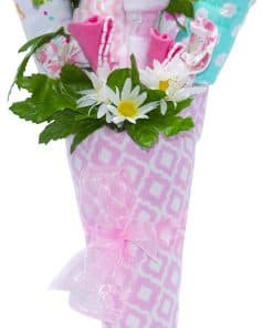 Ramo de Ropa de Bebé con Flores, Regalo de Bienvenida para