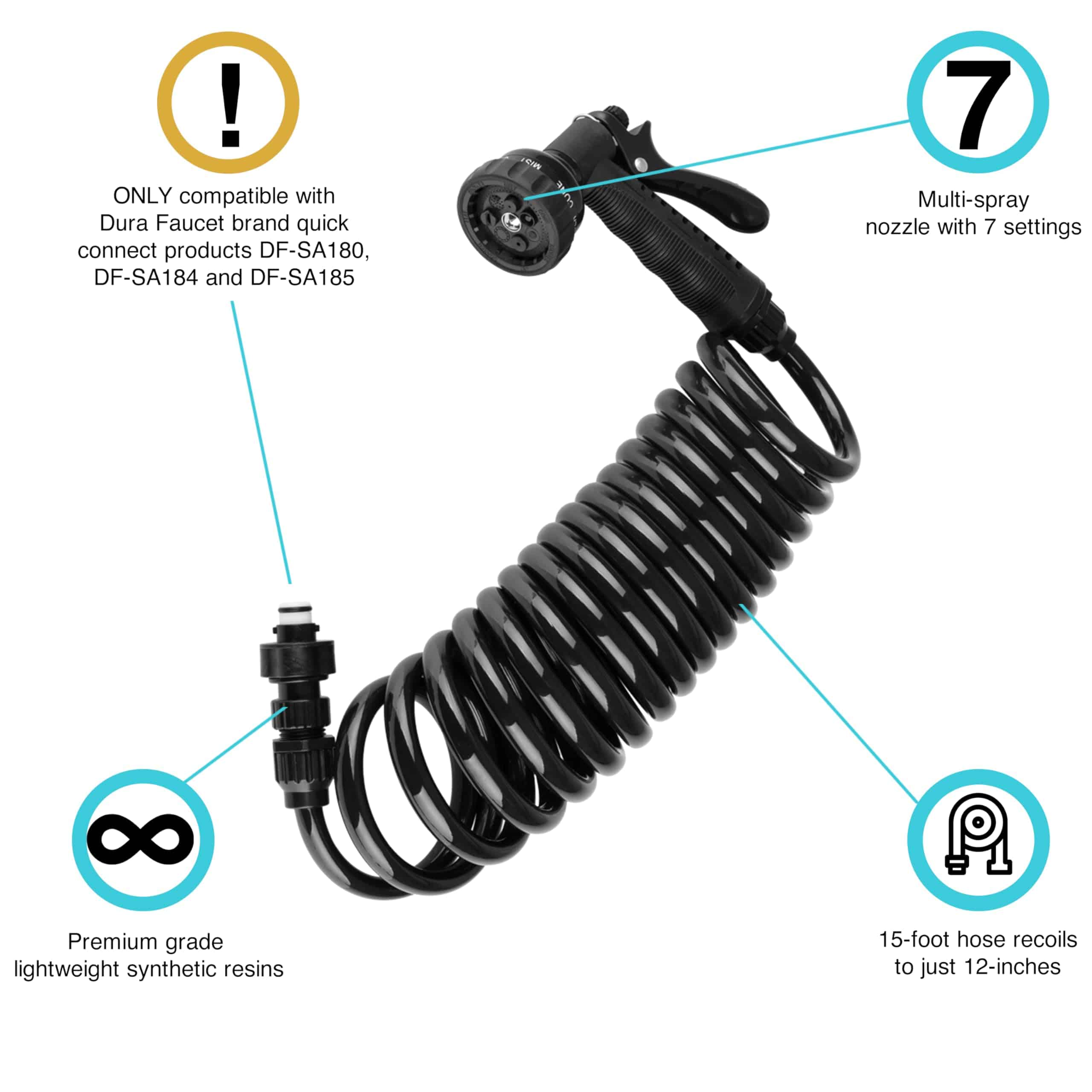 Ducha Exterior para RV Dura Faucet DF-SA187-BK con Conexión - Imagen 5