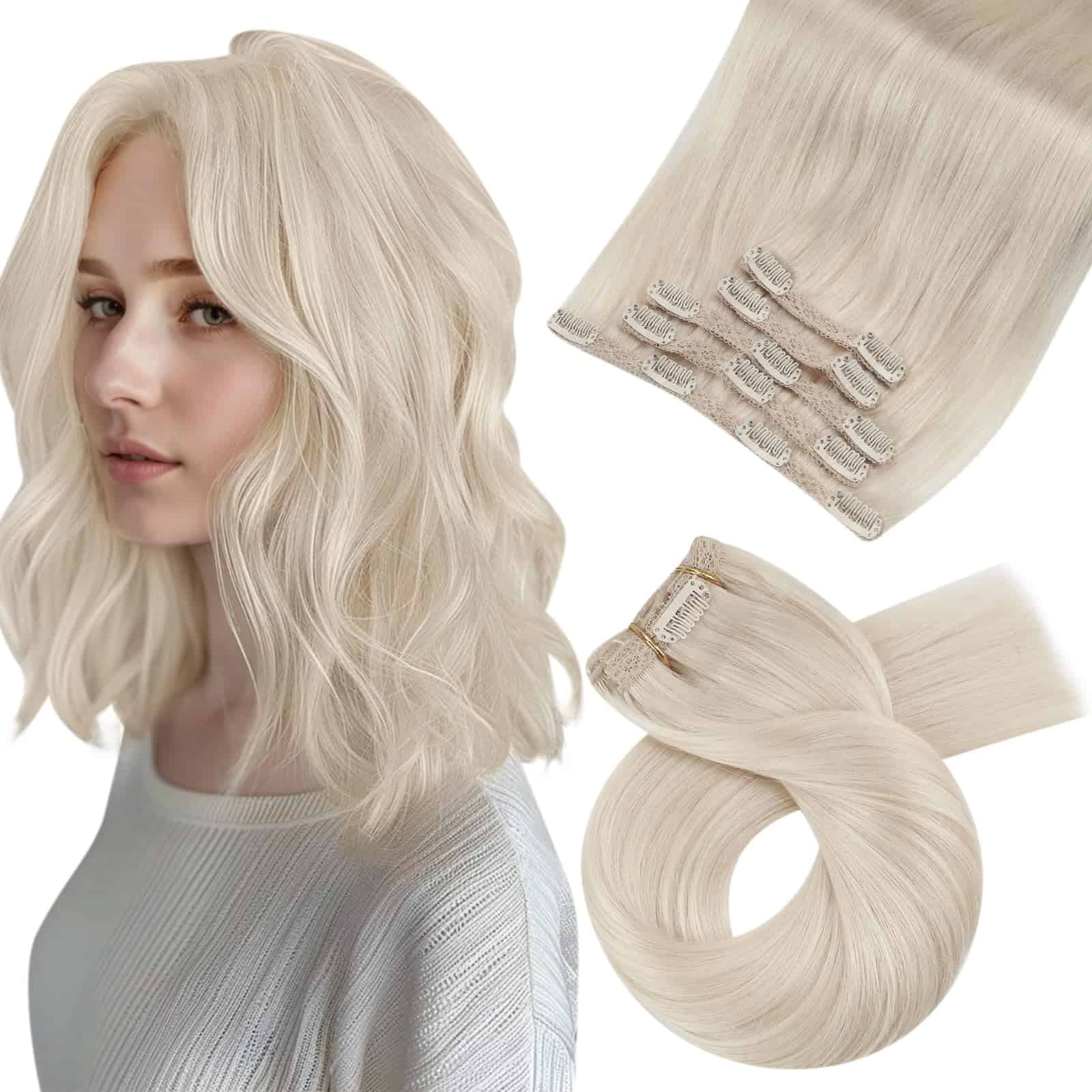 Moresoo Extensiones de Cabello Clip en Remy Doble Trama