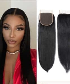 Cierre de Encaje Recto Brasileño de Cabello Humano 100% Sin