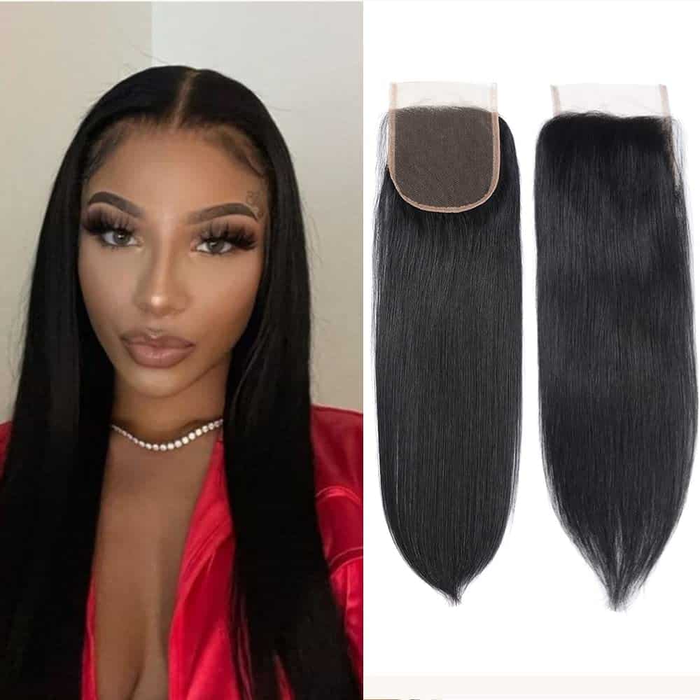 Cierre de Encaje Recto Brasileño de Cabello Humano 100% Sin