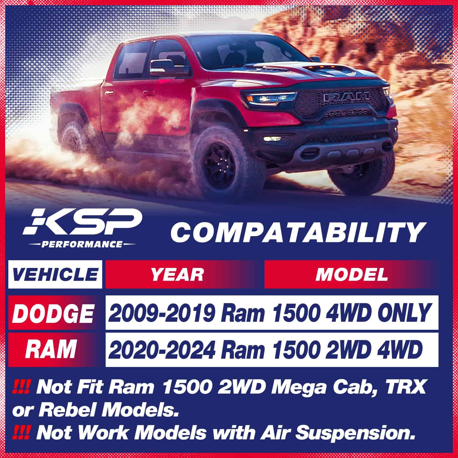 KSP Ram 1500 Kit de Elevación Niveladora 3" Delantero y 2" - Imagen 3