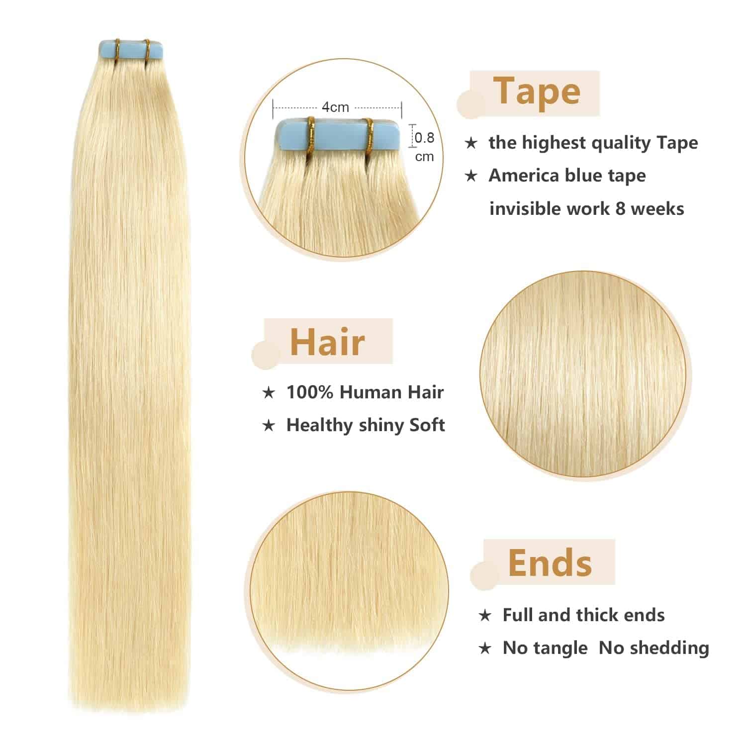 Extensiones de Cabello Humano YILITE Tape in Silky Straight - Imagen 4