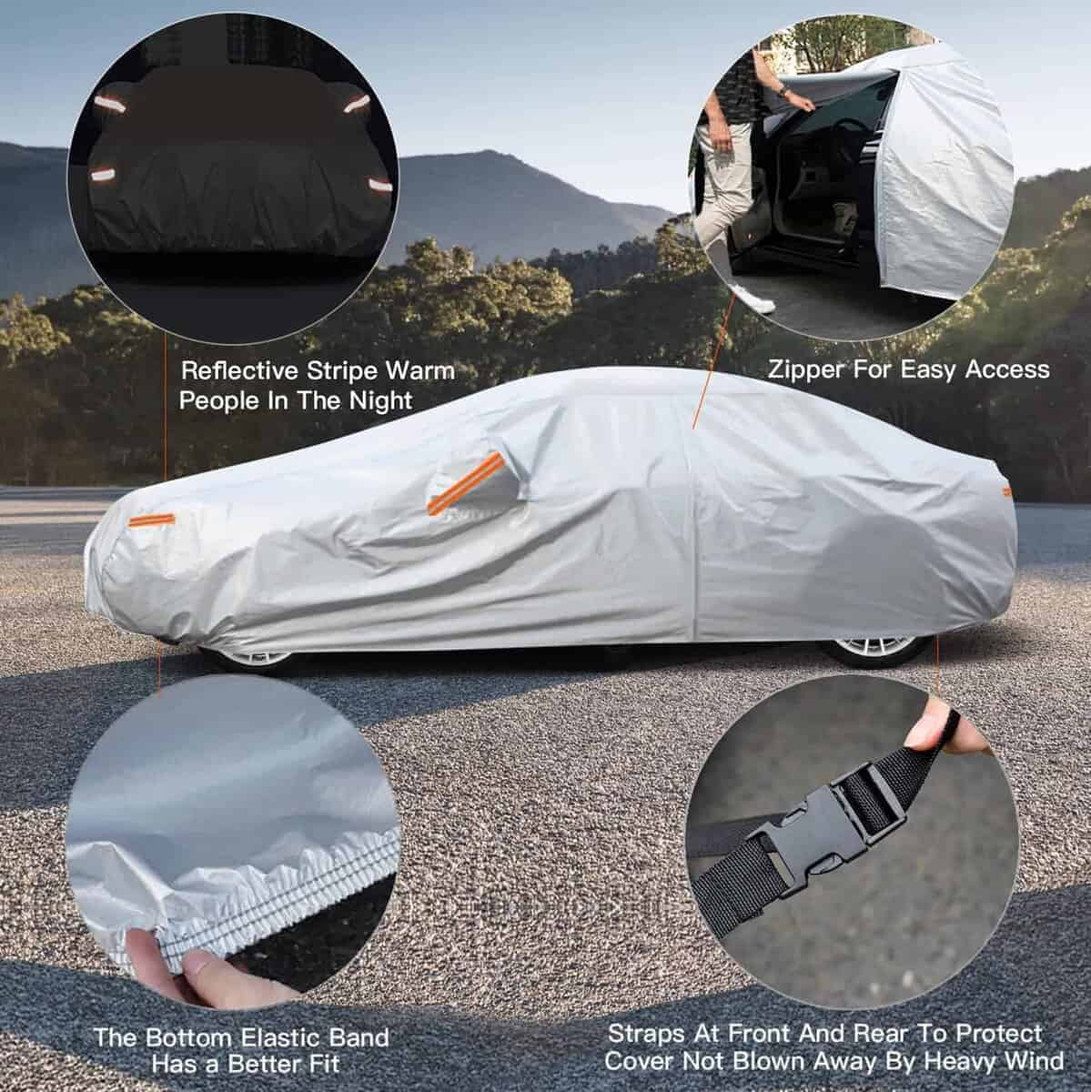 Cubierta para automóvil impermeable de 6 capas Kayme para - Imagen 4
