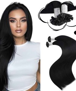 Extensiones de Cabello Moresoo U-Tip Pelo Humano Negro