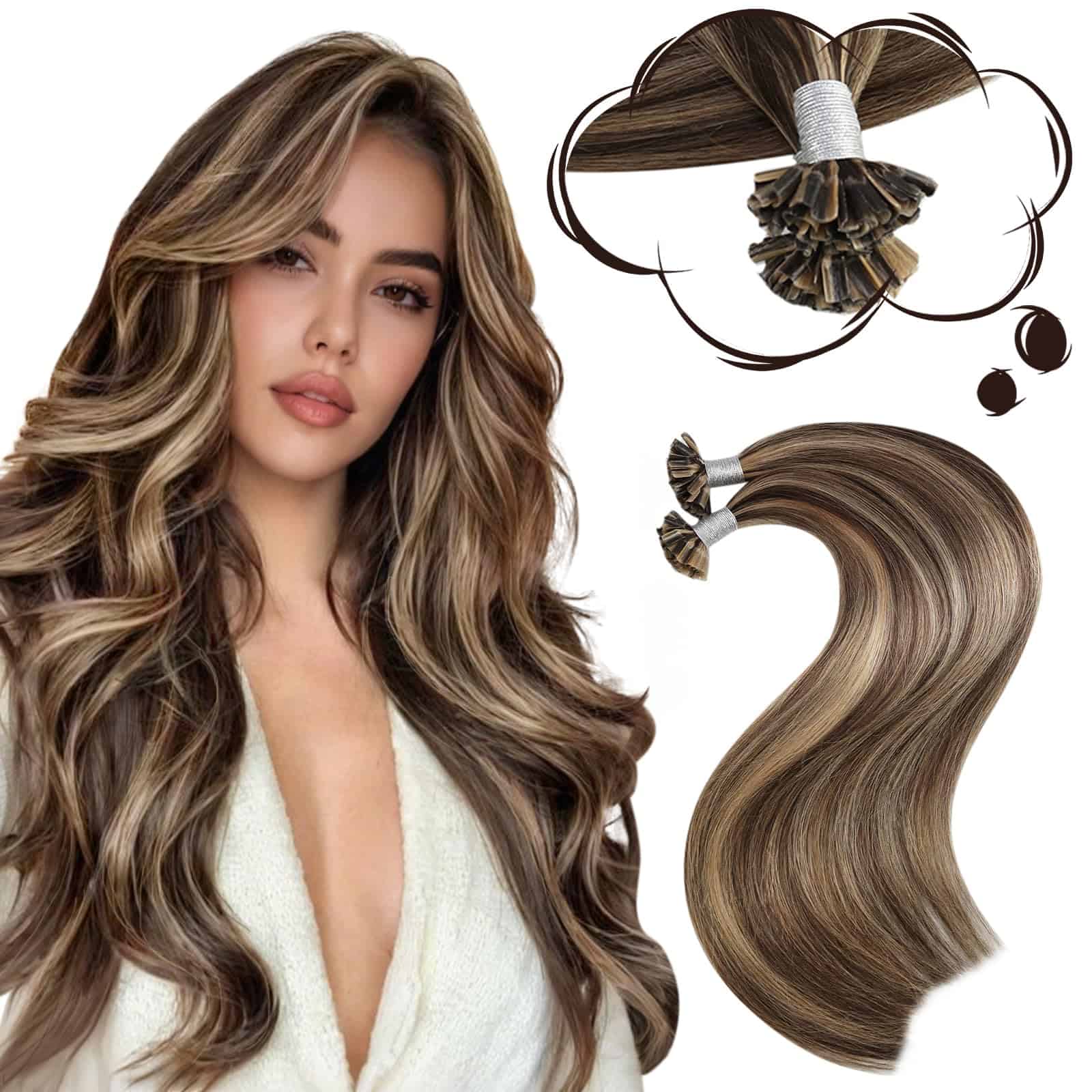 Extensiones de Cabello Keratina Moresoo Cabello Humano 20