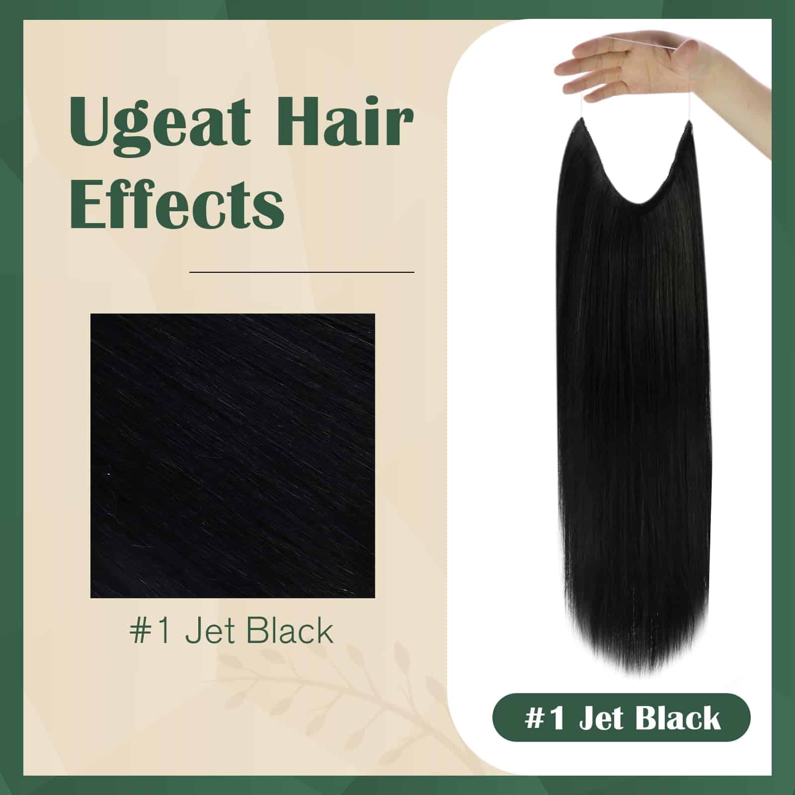 Extensiones de Cabello con Cable Invisible Ugeat Jet Black, - Imagen 7