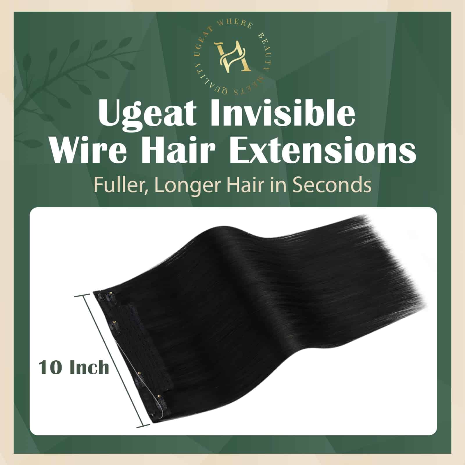 Extensiones de Cabello con Cable Invisible Ugeat Jet Black, - Imagen 3