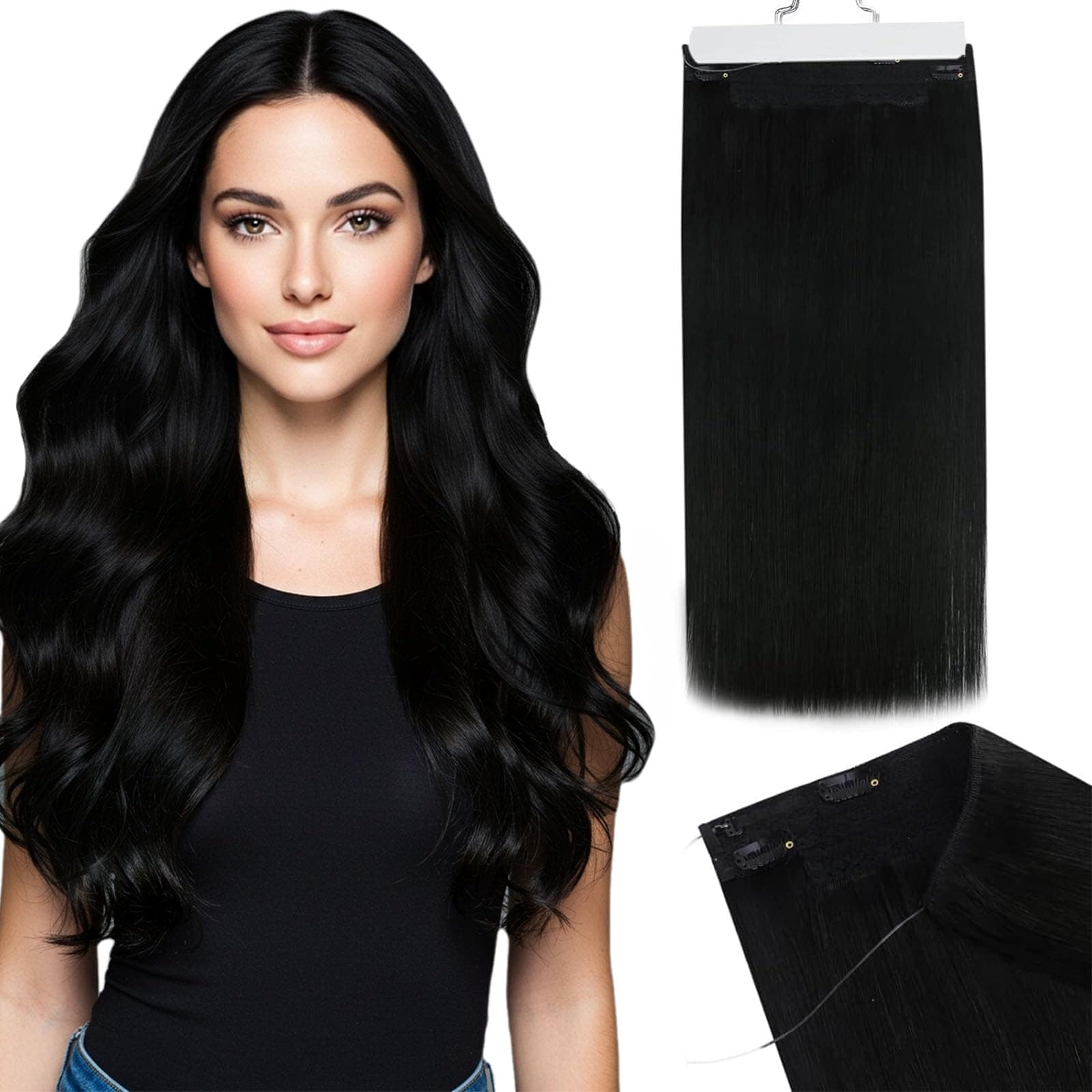 Extensiones de Cabello con Cable Invisible Ugeat Jet Black,