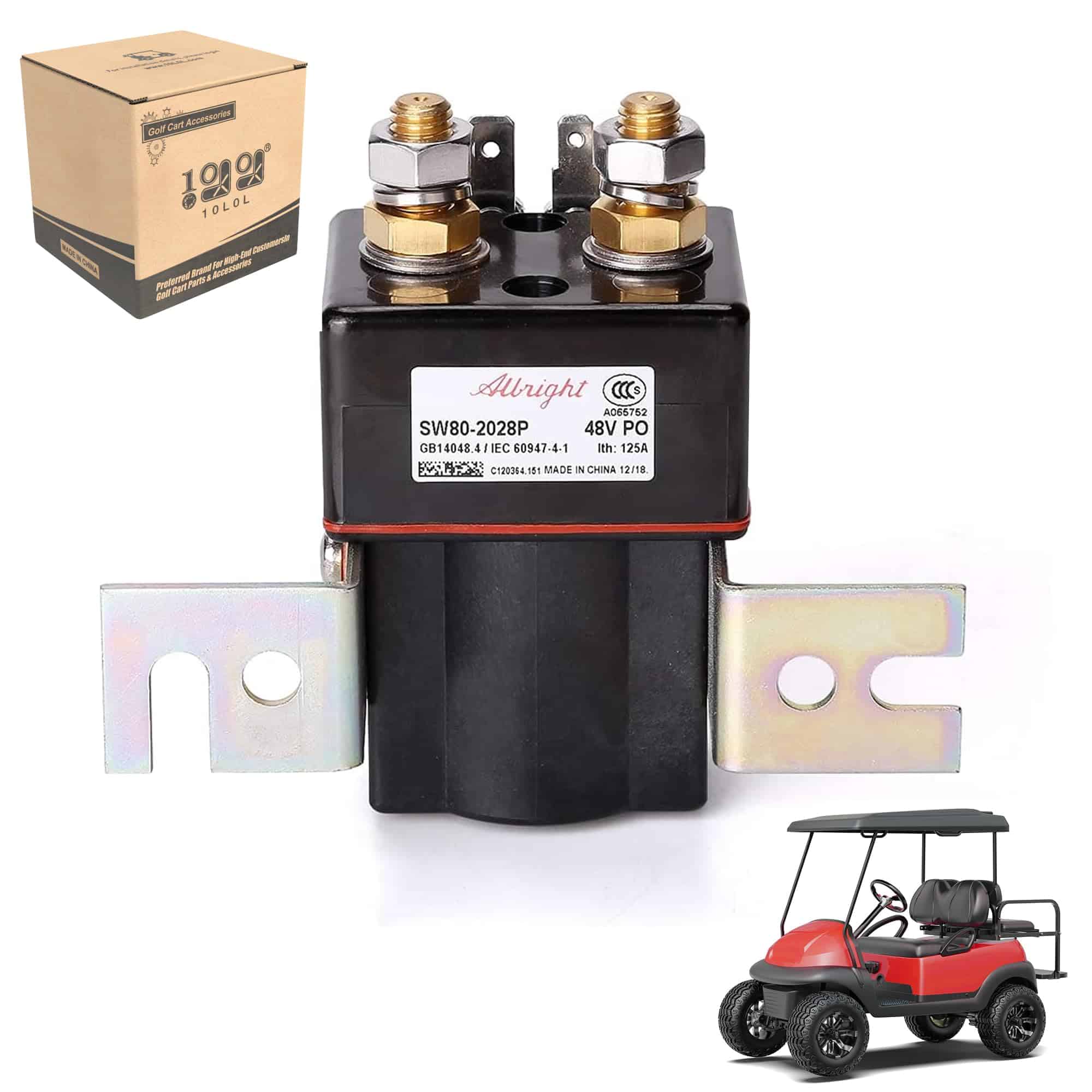 Solenoid Albright de 48 Voltios, 4 Terminales para Carrito