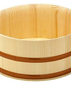 Cubo de baño japonés de madera natural Yamako tipo tapa