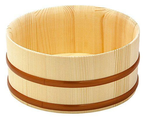 Cubo de baño japonés de madera natural Yamako tipo tapa