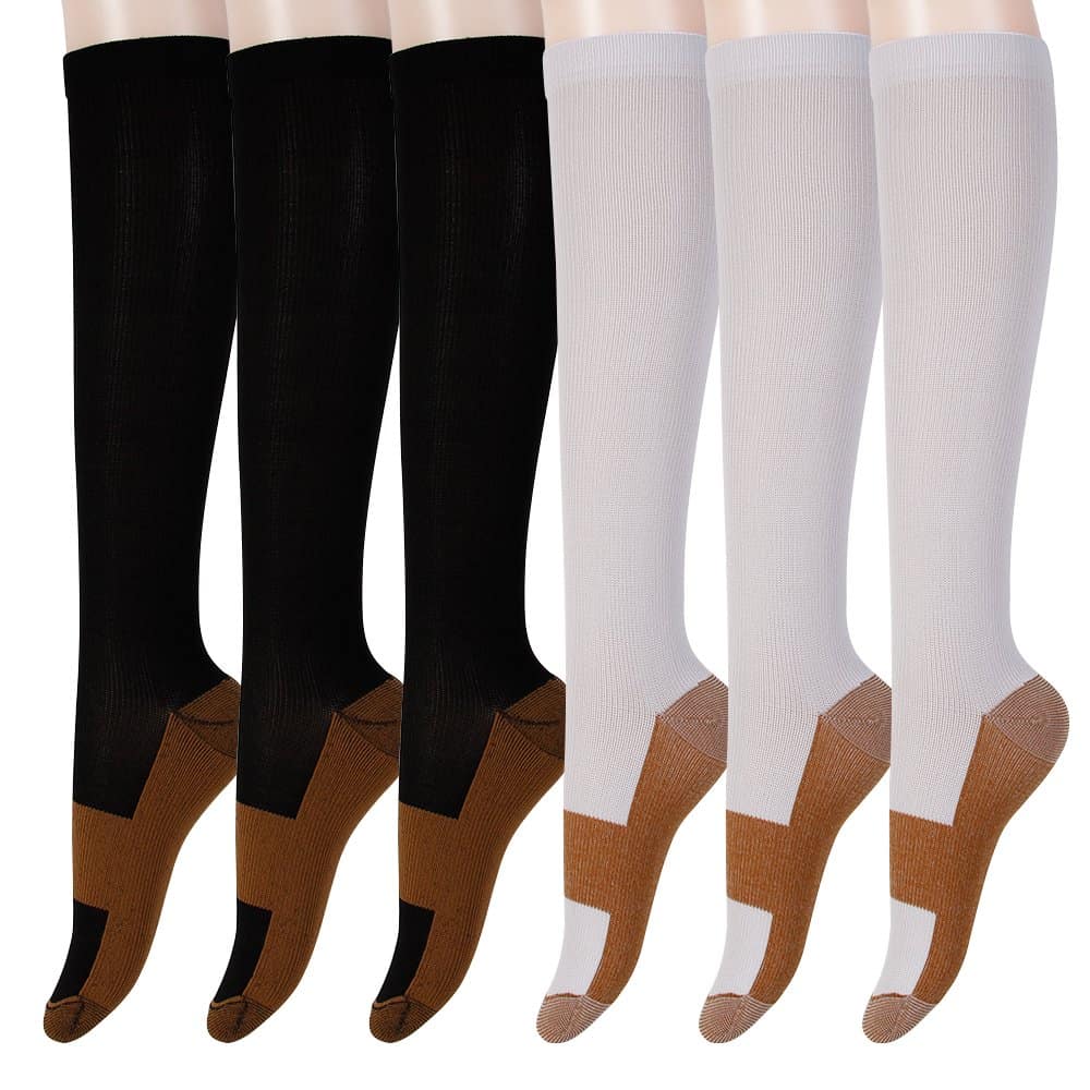Calcetines de compresión de cobre graduados 6 pares