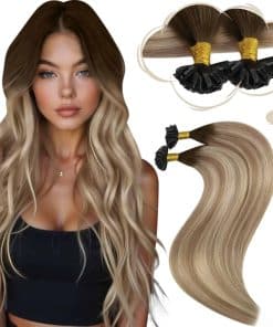 Extensiones de Cabello con Puntas en U Moresoo Ombre Marrón