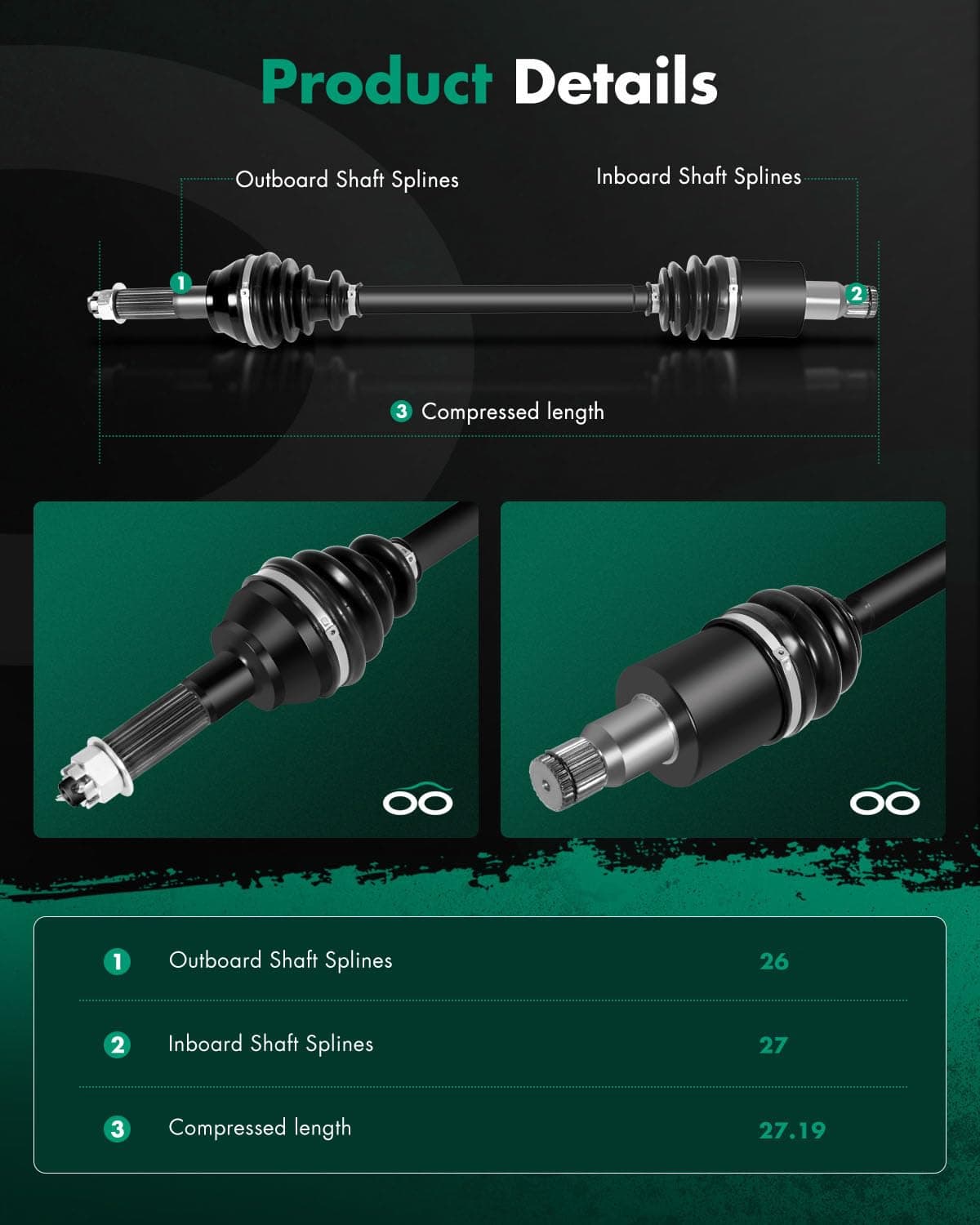 SCITOO Eje de transmisión del eje trasero izquierdo derecho - Imagen 8