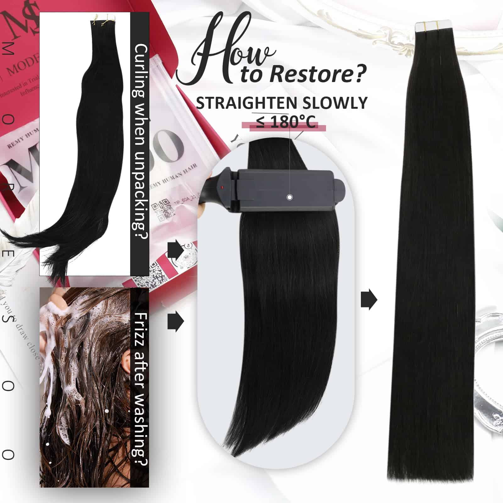 Extensiones de Cinta de Pelo Humano Real Moresoo Extensión - Imagen 6
