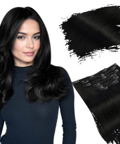 Extensiones de Cabello Clip en Negro de Ugeat Pelo Humano