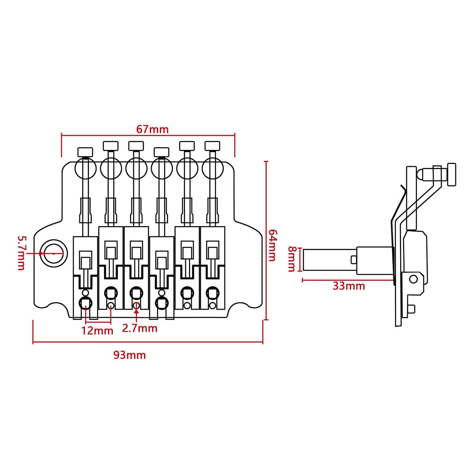 Puente de trémolo para guitarra eléctrica color negro con - Imagen 4