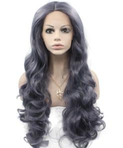 Peluca Sintética de Encaje Frontal Largo Ondulado de Alta