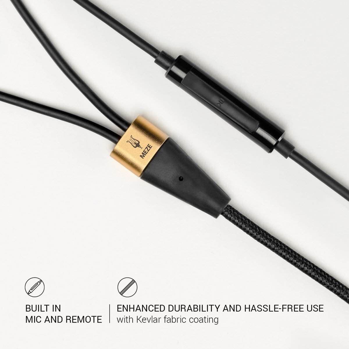 Cable MEZE AUDIO de 1.2m con Micrófono y -Negro y Dorado - Imagen 4