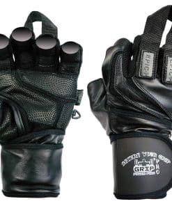 Guantes de Gimnasio de Cuero Épico con Muñequeras -Negro