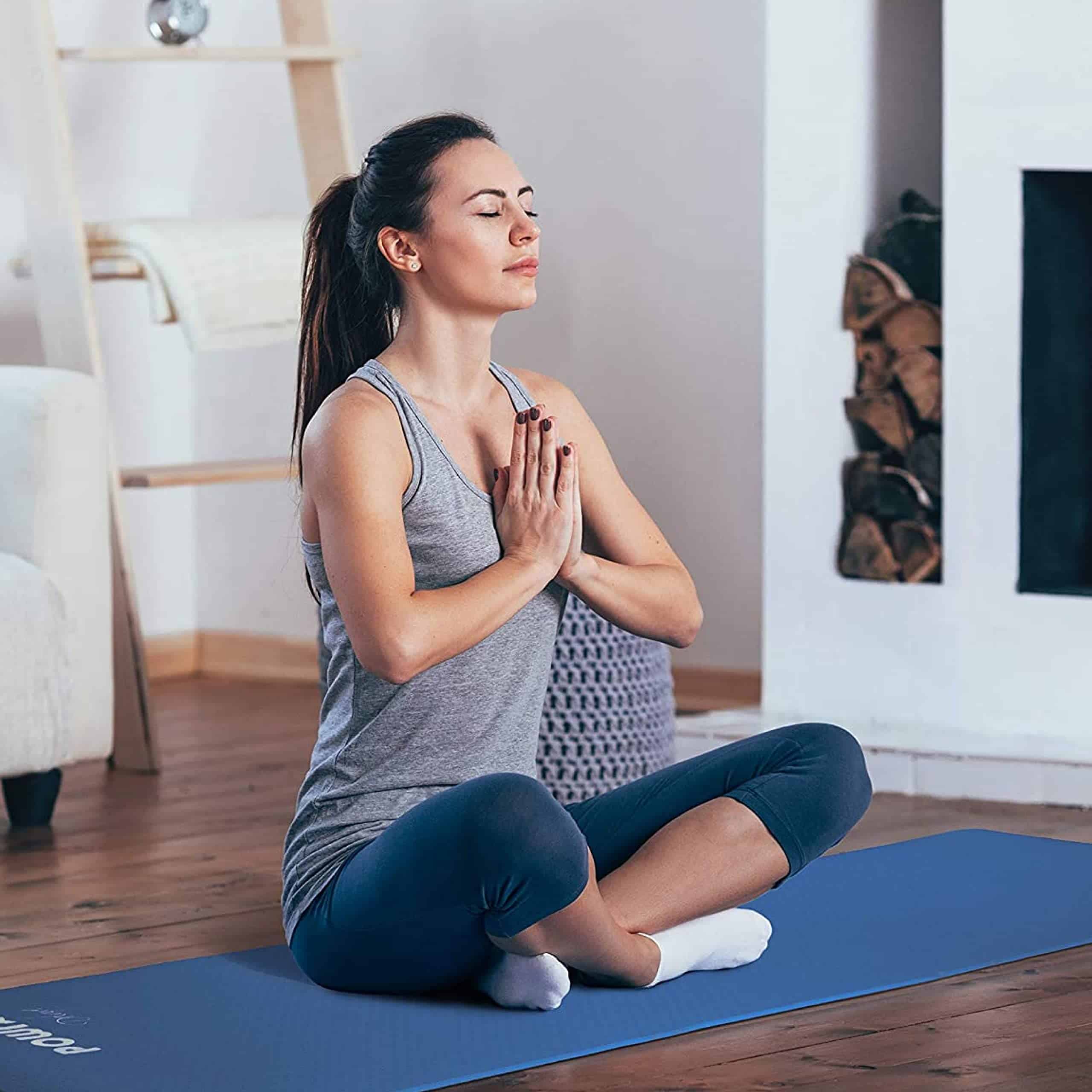 Tapete de Yoga POWRX TPE con Bolsa | Tapete -Azul - Imagen 5