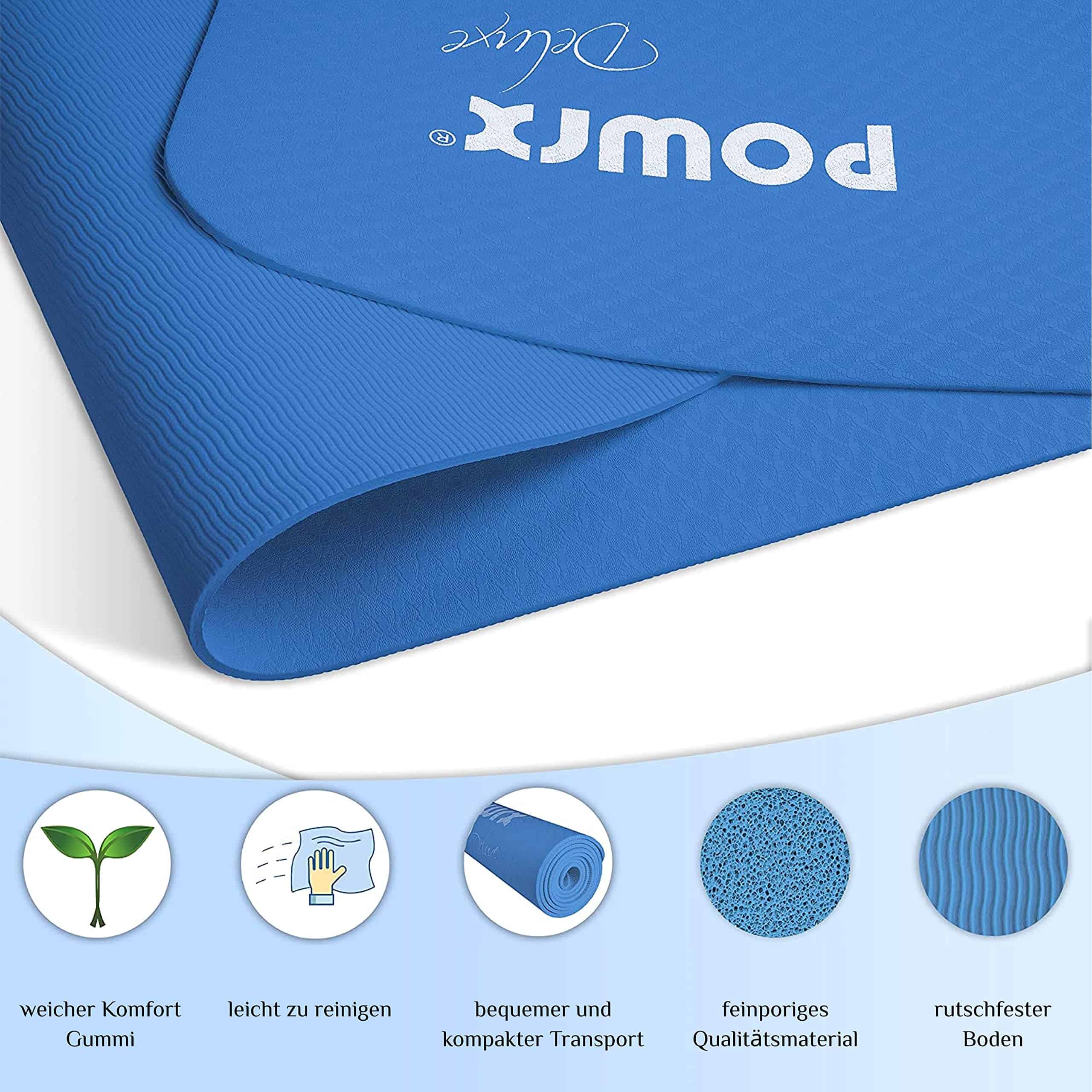 Tapete de Yoga POWRX TPE con Bolsa | Tapete -Azul - Imagen 3