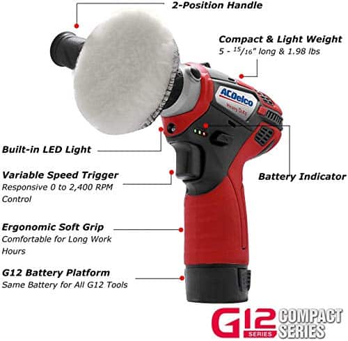 Set de Pulidor Mini Inalámbrico ACDelco 2 Velocidades 12V - Imagen 3