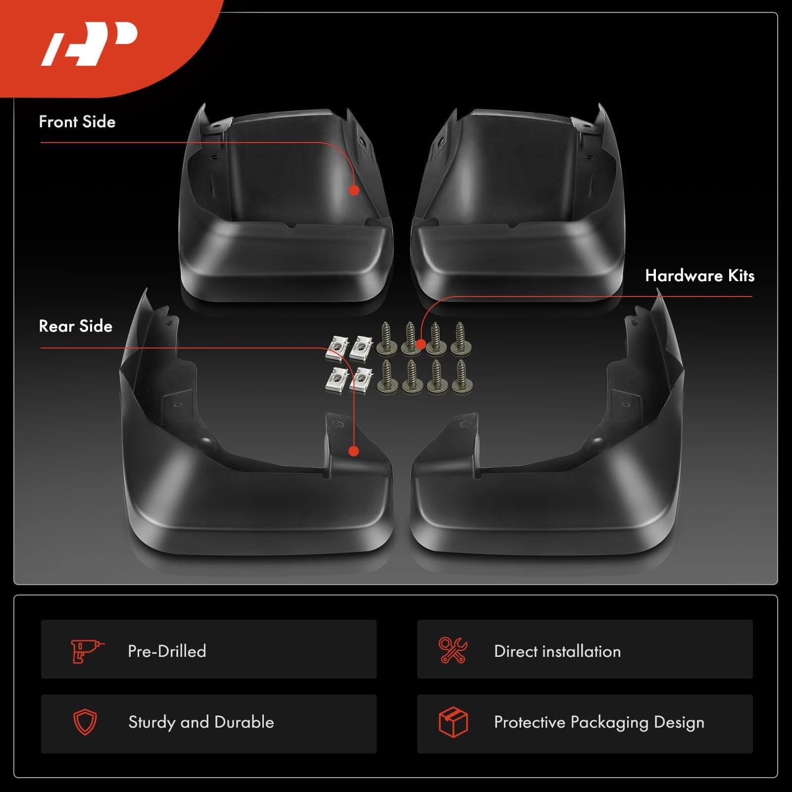 Conjunto de 4PCS Aletas Barro Protectores Guardabarros con - Imagen 4