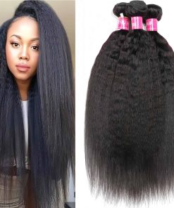MeiYou 12A Cabello Liso Kinky 3 Paquetes Yaki Extensiones