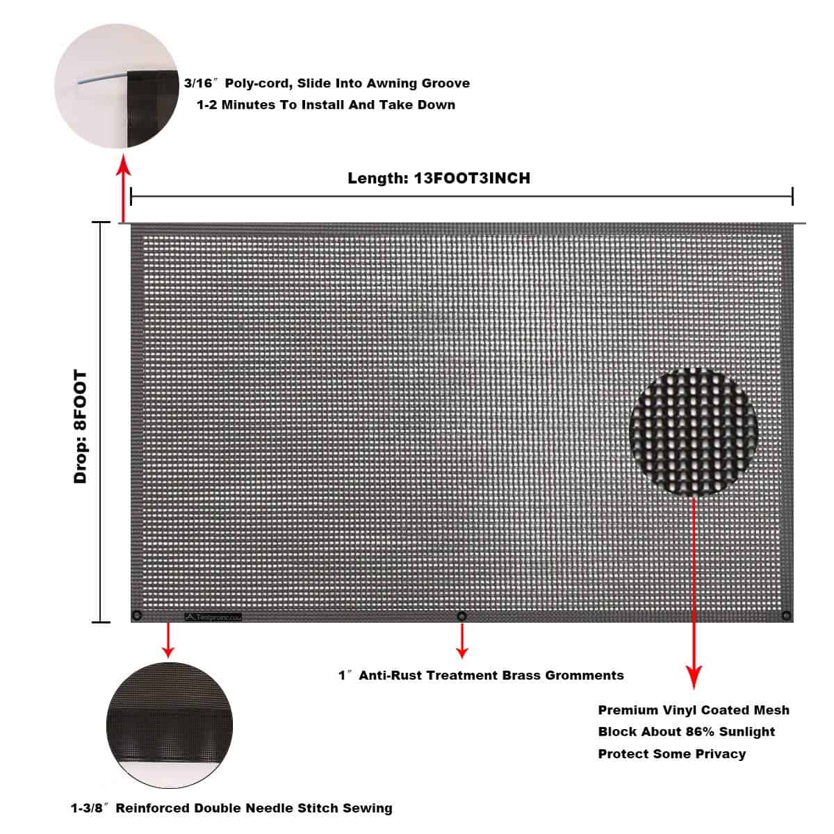 Tentproinc Toldo de Protección Solar para RV 8' X 13' 3'' - Imagen 7