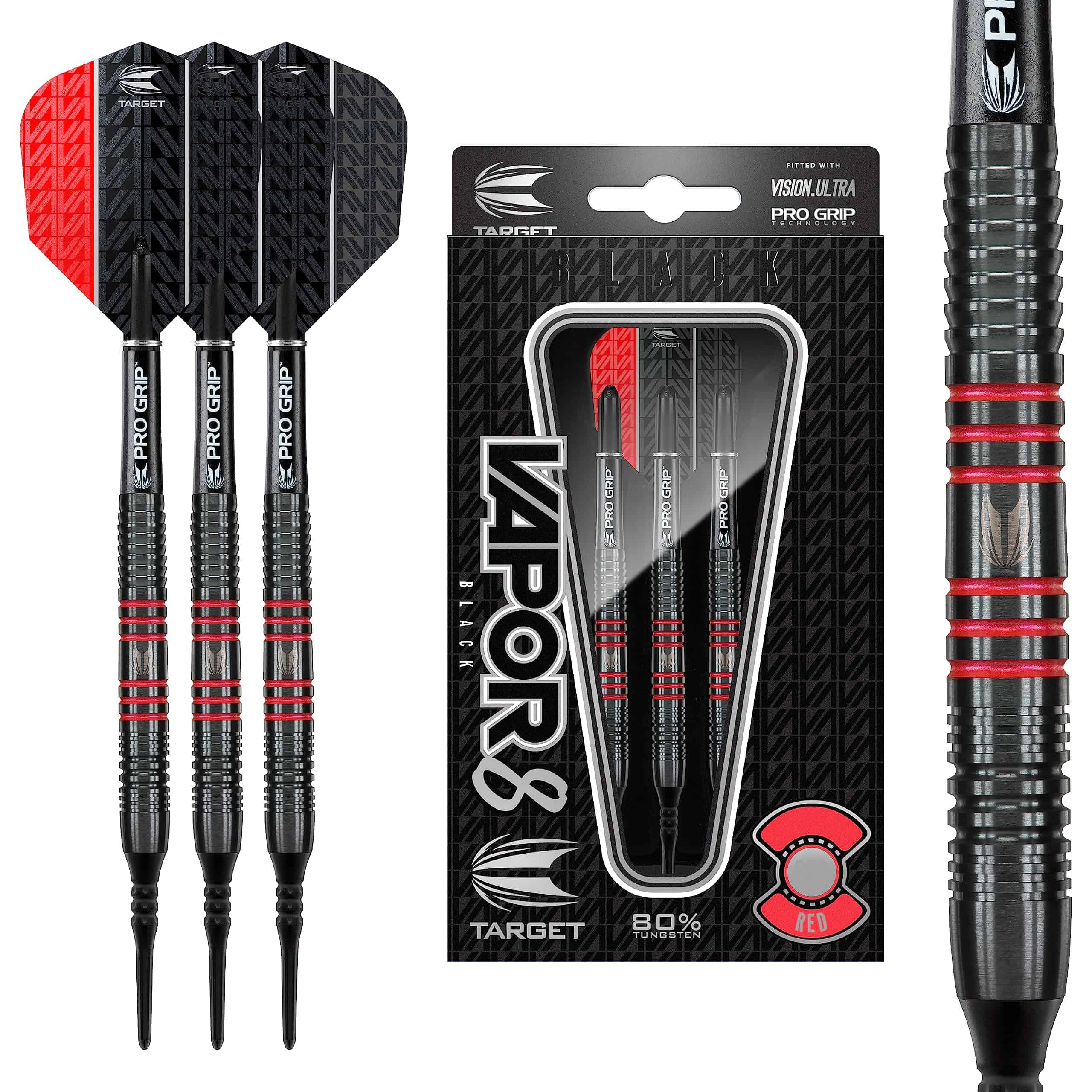 Set de Dardos Target Vapor 8 Black 80% de Tungsteno con