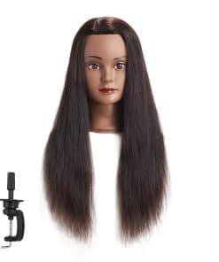 Cabeza de maniquí de cabello humano 100% de 24"-26" para