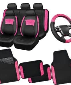 Juego Completo de Fundas de Asiento de Coche de Encaje Rosa