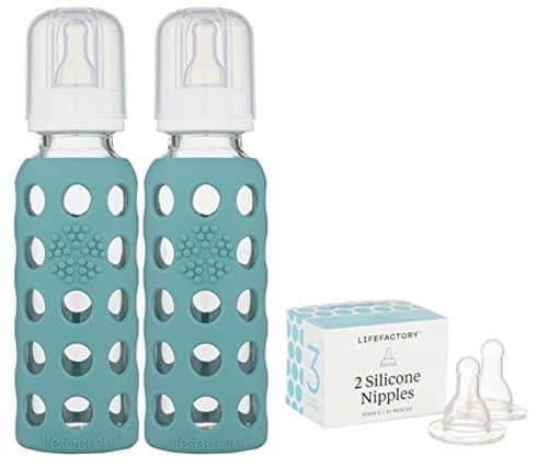 Paquete de 2 biberones de vidrio Lifefactory -Kale